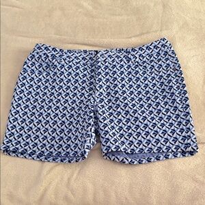 Blue and White Patterned Shorts